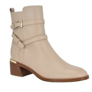 Calvin Klein Jasen Almond Toe Block Heel Booties Light Natural 9.5M MSRP $119